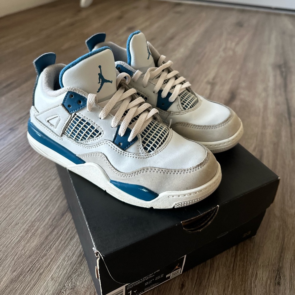 Jordan 4 Retro PS Off-White Military Blue | Toddler/Youth Size 1Y | With Box - Picture 3 of 4